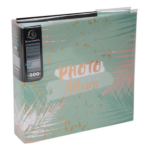 Album portafoto con tasche per 200 foto Exacompta Pastel Tropic 22,5x22 cm - verde - 62222E